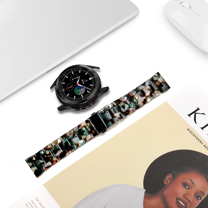 DEALELE Bands Compatible with Samsung Galaxy Watch 7 / FE / 6/6 Classic / 5/5 Pro / 4/4 Classic / 3 41mm / Huawei GT3 42mm, 20mm Colorful Resin Replacement Strap for Women Men (Black-Green) - Image 4